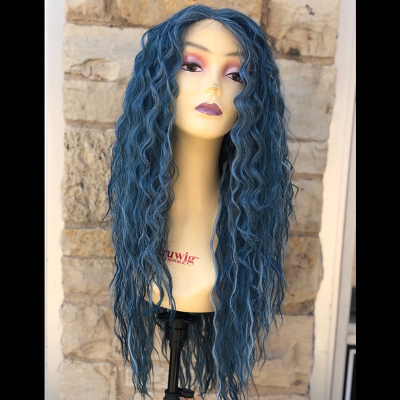 Blue Long Curly Soft Swisslace Lacefront wig - Picture 12 of 16